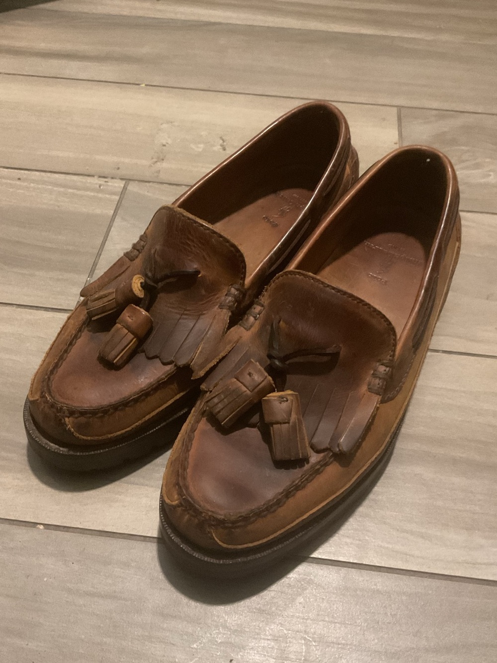 Polo Ralph Lauren Vintage Men’s Brown Leather Tassel Chunky Loafers Shoes Y2K